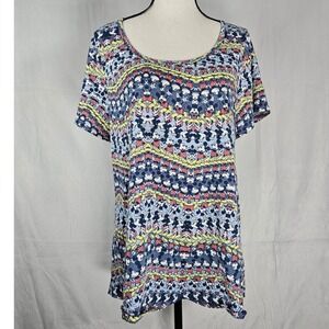 LuLaRoe‎ Disney Mickey Mouse XL Kaleidoscope Print Scoop Neck T-Shirt
